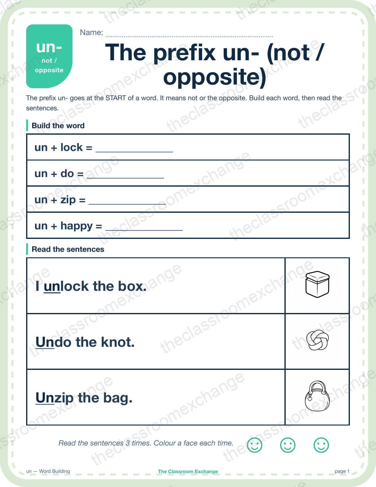 Grade 3 Phonics: The prefix un-