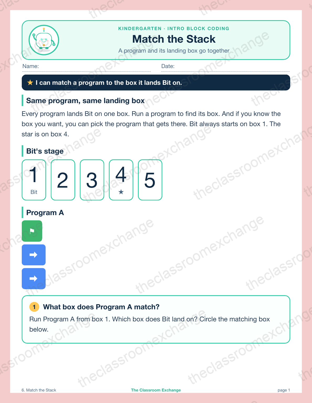Kindergarten Coding: Match the Stack
