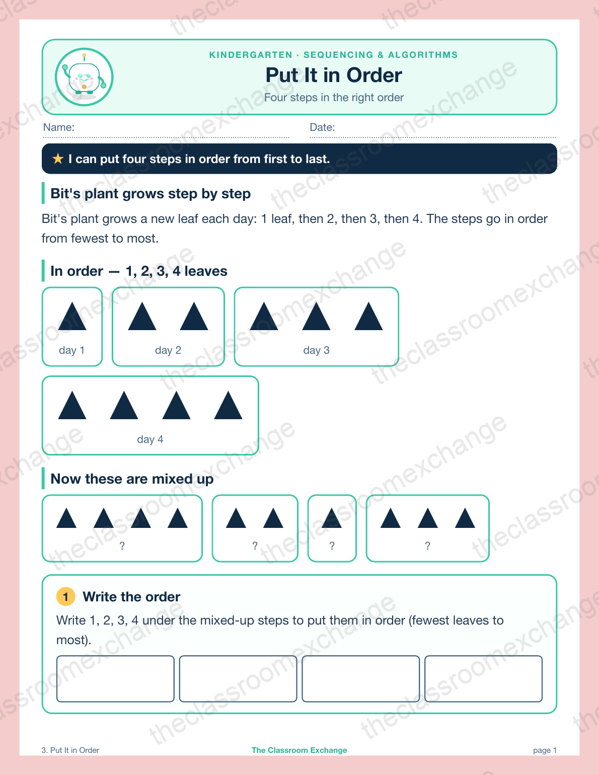 Kindergarten Coding: Put It in Order