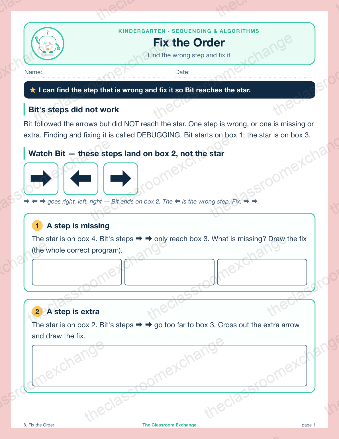 Kindergarten Coding: Fix the Order