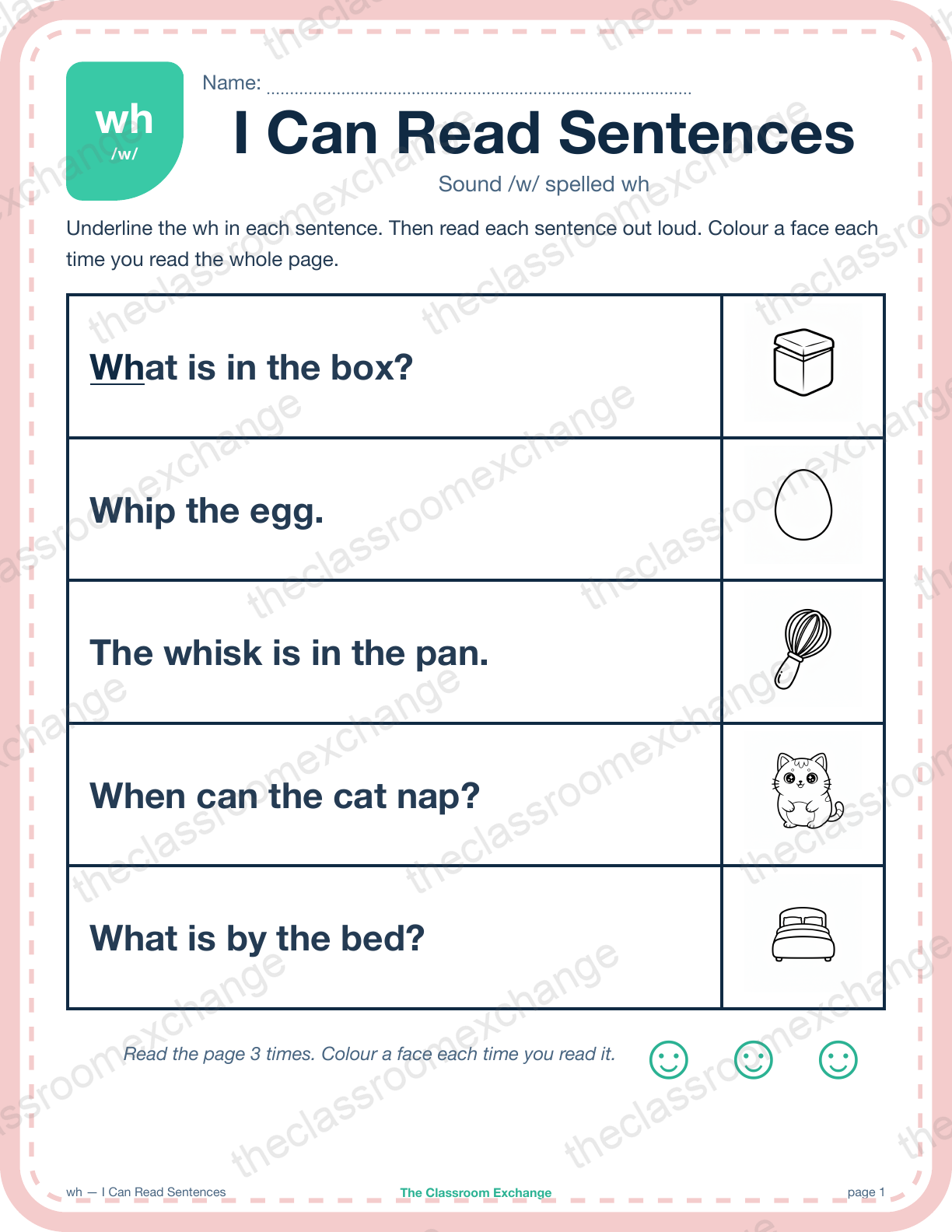 Kindergarten Phonics: wh (white) — I Can Read Sentences