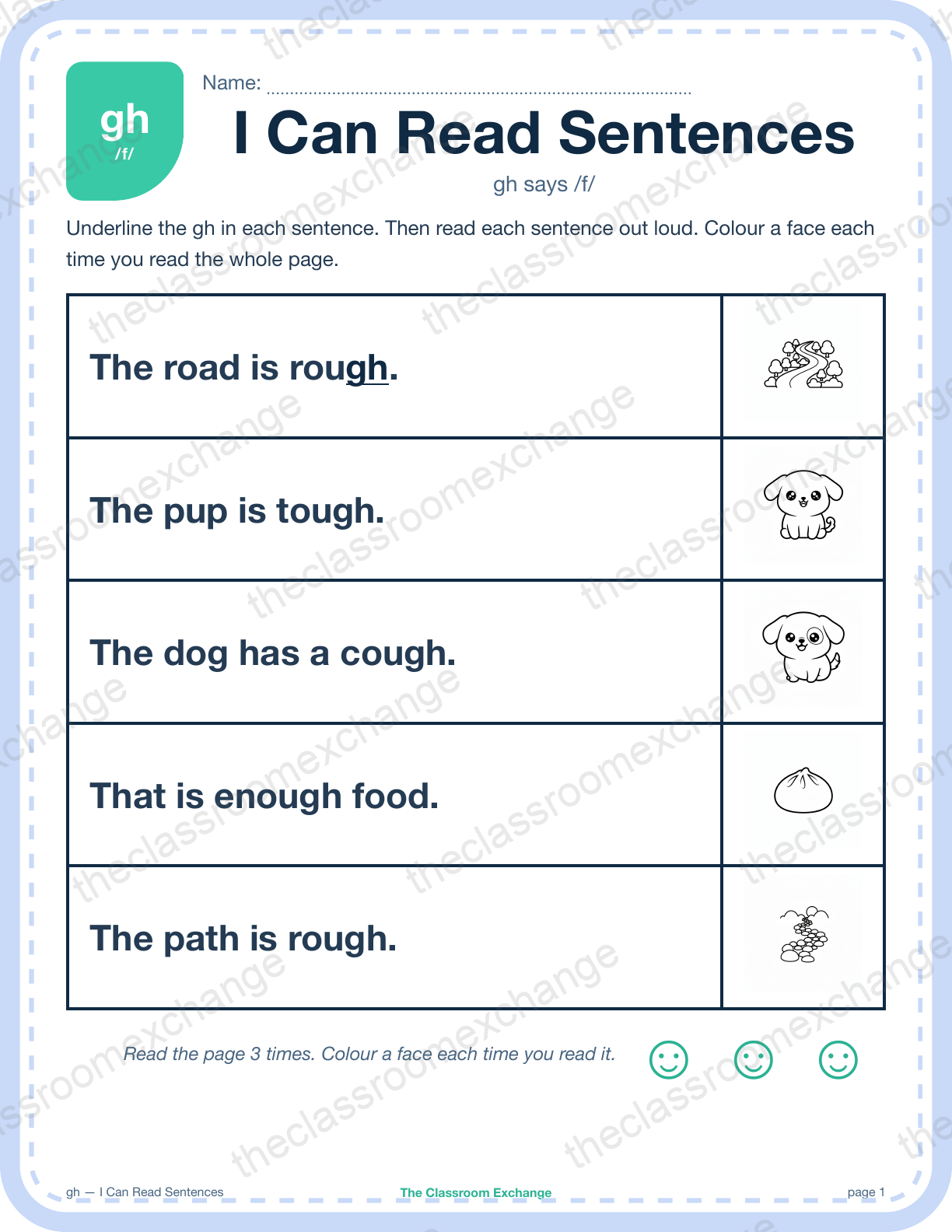 Grade 1 Phonics: gh (laugh) — I Can Read Sentences