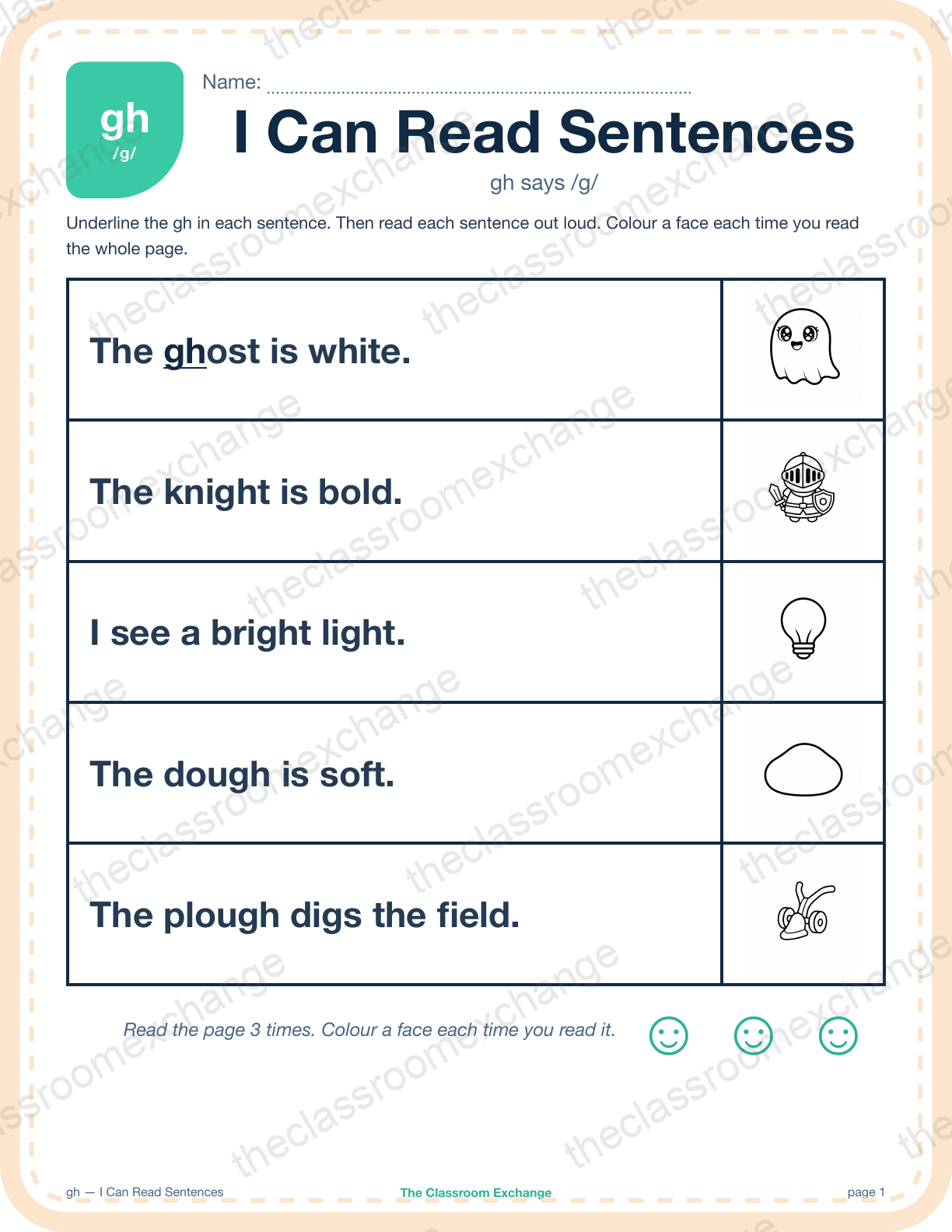 Grade 2 Phonics: gh (ghost) — I Can Read Sentences