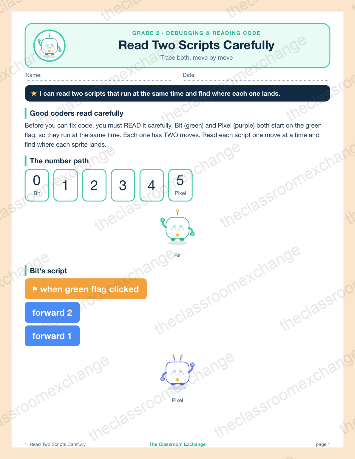 Grade 2 Coding: Read Two Scripts Carefully