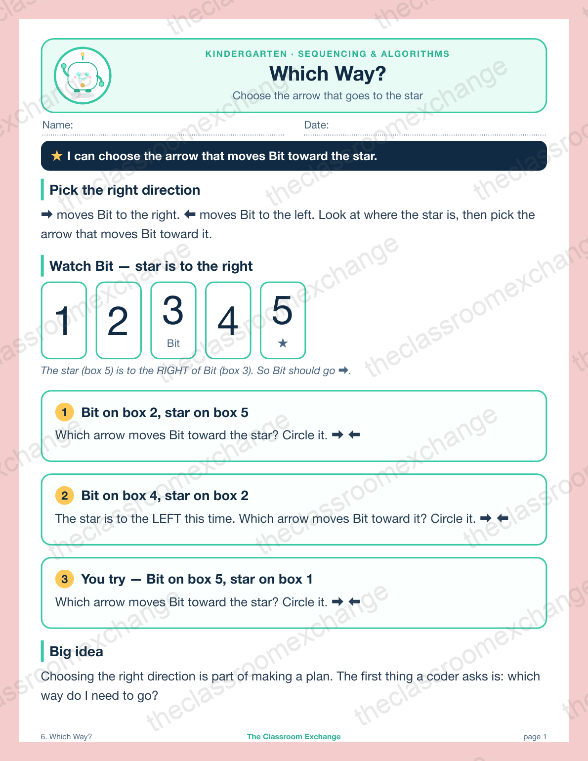 Kindergarten Coding: Which Way