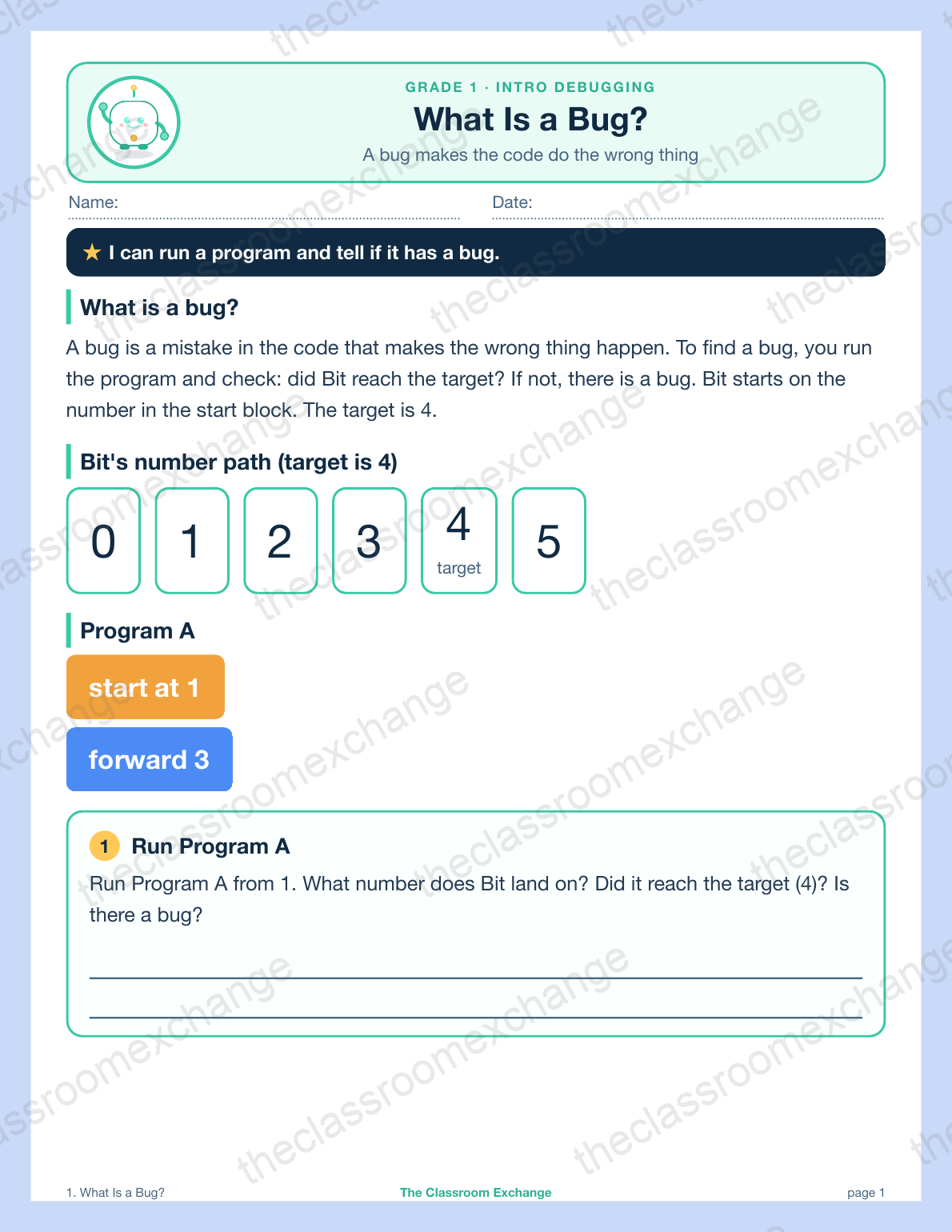 Grade 1 Coding: What Is a Bug