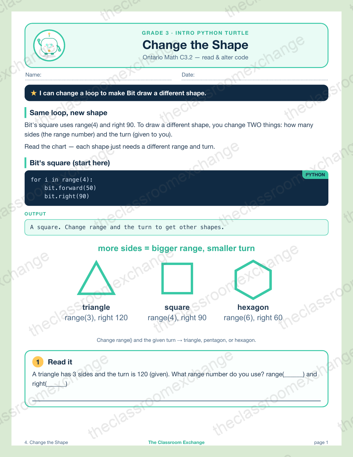 Grade 3 Coding: Change the Shape