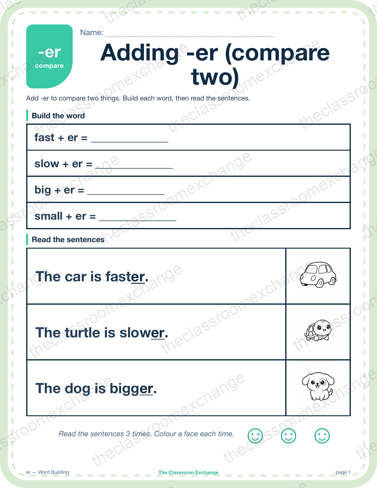 Grade 3 Phonics: Adding -er