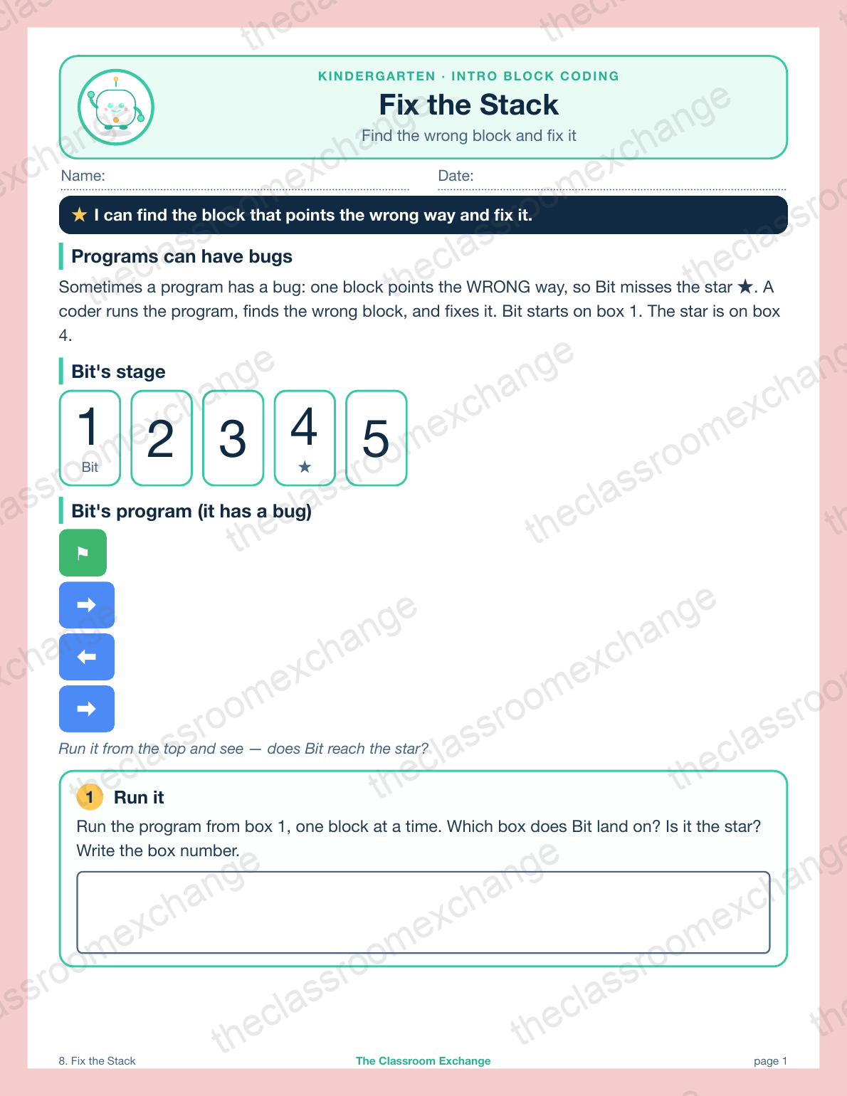 Kindergarten Coding: Fix the Stack